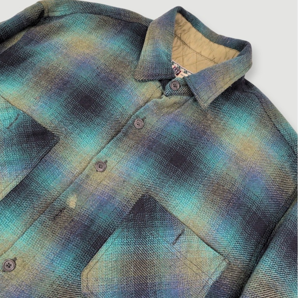 Vintage Gap CPO Flannel Jacket Mens Small Plaid Quilted Wool Blend Gorp Flawed